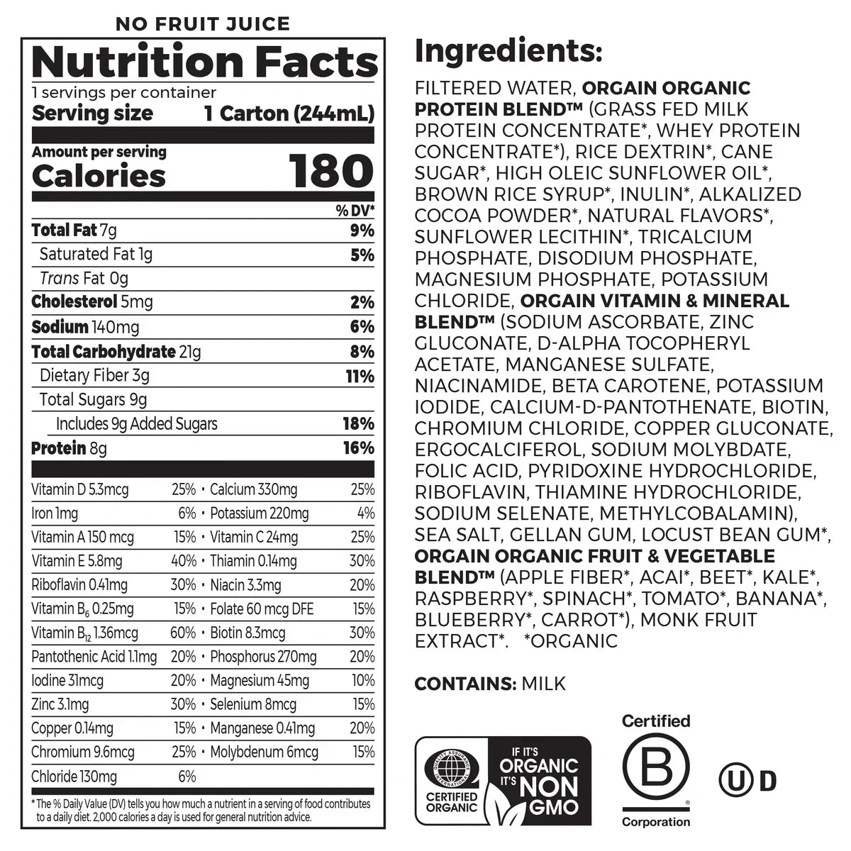 Kids Protein Organic Nutrition Shake - Chocolate